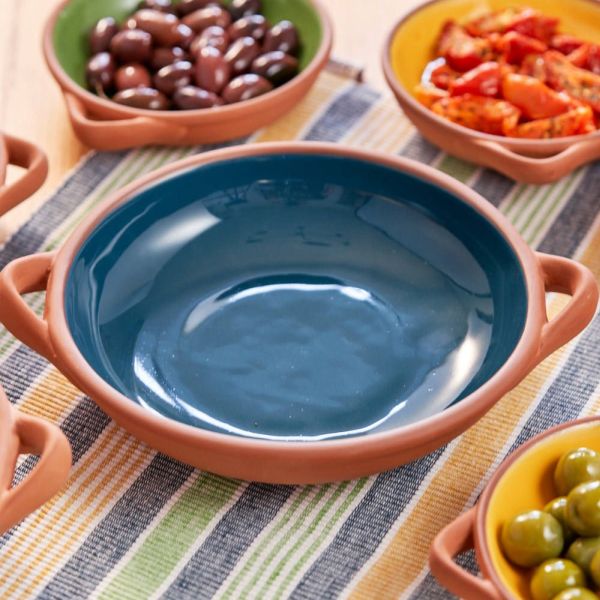 Glazed Terracotta Tapas Dish - Ink Blue - Large